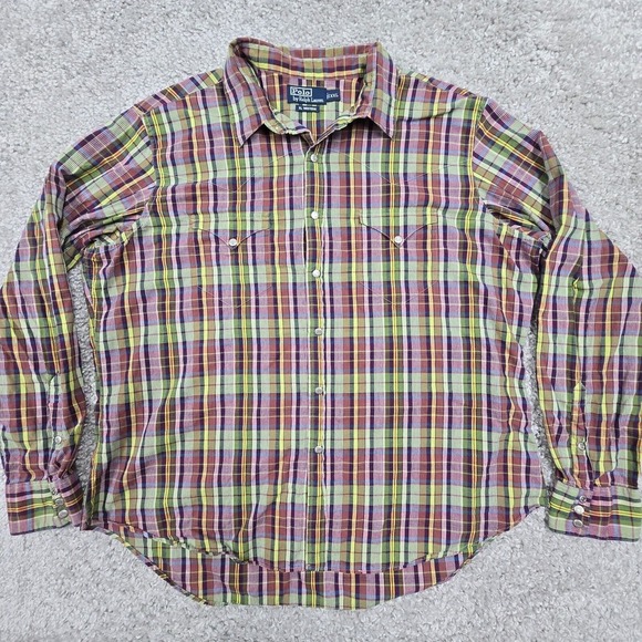 Vintage Polo Ralph Lauren Shirt Mens XXL Plaid RL Western Pearl Snap Cowboy - Picture 2 of 12